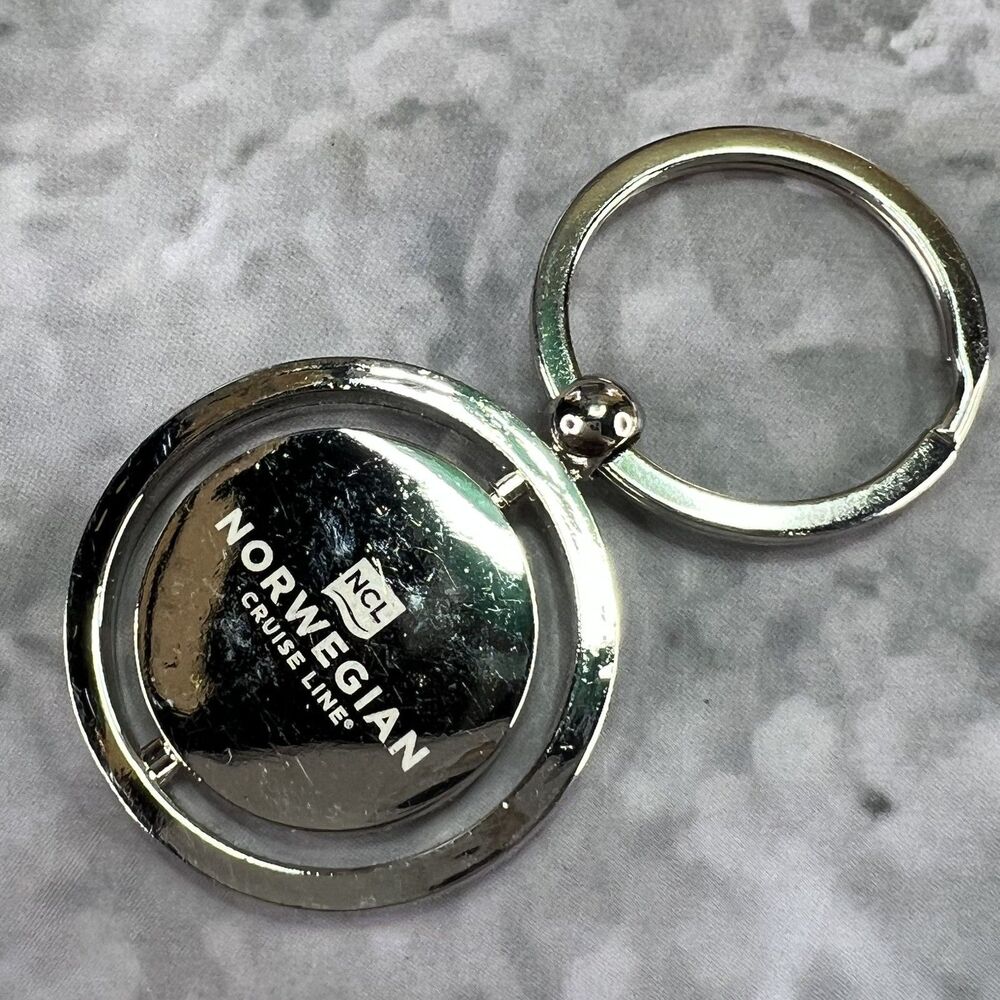 Norwegian Cruise Line NCL Keychain Souvenir Silver Tone Spinner Keyring 1.5"